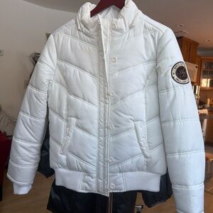 Apple Bottoms White Puffer Jacket with Logo Patch